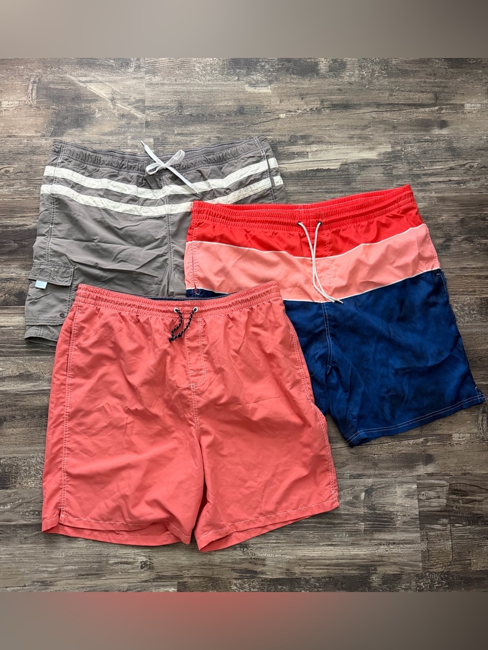 Lot of 3 Old Navy & Merona pull on swim trunks men’s XXL orange blue gray white